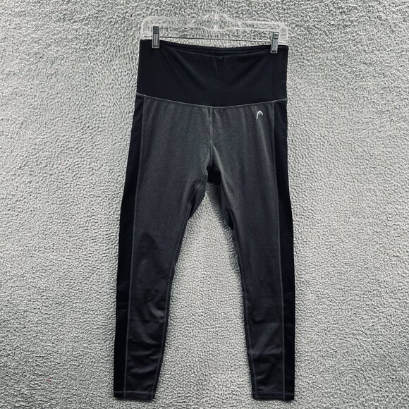 Head Womens Athletic Pant Large Gray Black Stretch Performance Gym Leggings Yoga - Picture 1 of 8